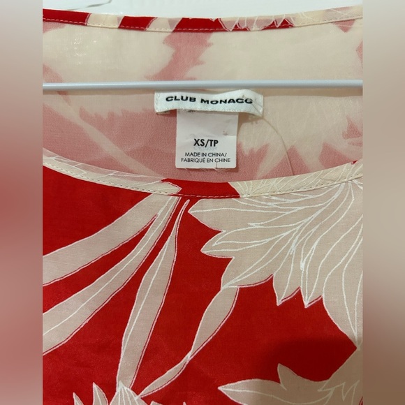 Club Monaco Valterra Silk Blend Floral Print Long Sleeve Rosette Blouse Size XS - Picture 5 of 7